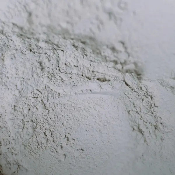 Close-up of a mound of fine white starch powder